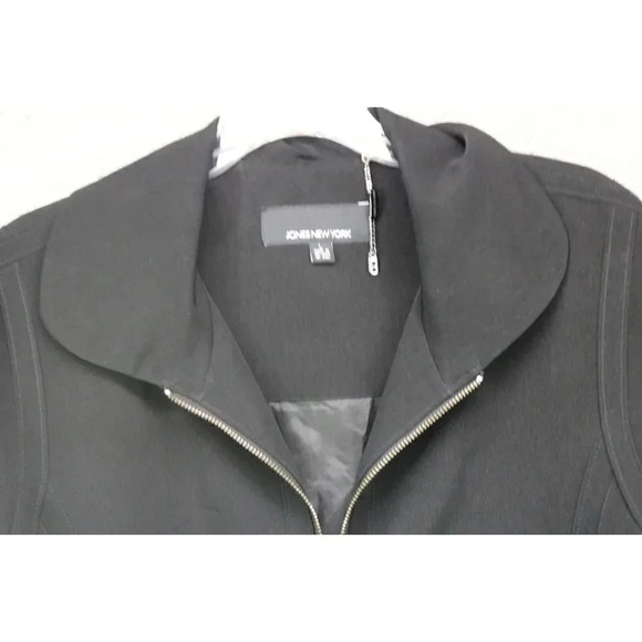Jones New York Full Zip Black Jacket-Size Large-Lined-Side Zips - Picture 2 of 12